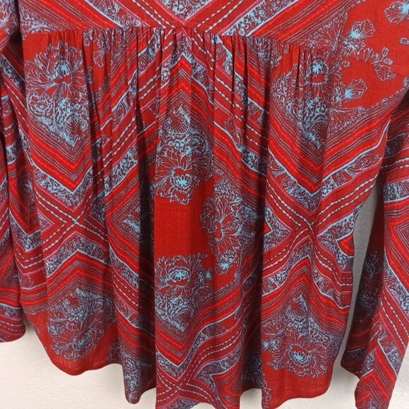 Free People Walking On A Dream Long Sleeve Geo Floral Print Tunic Sz S Boho Chic - Picture 12 of 14